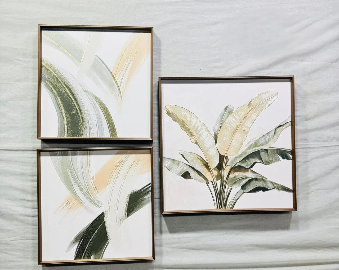 Modern Leather Ambrose Painting Set of 3 - Style 25